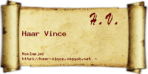 Haar Vince névjegykártya
